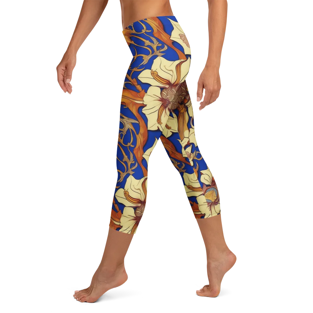 Cobalt Nouveau on Capri Leggings — Left