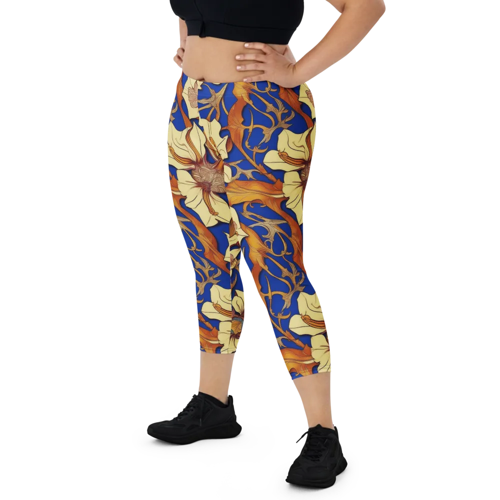 Cobalt Nouveau on Capri Leggings — Front
