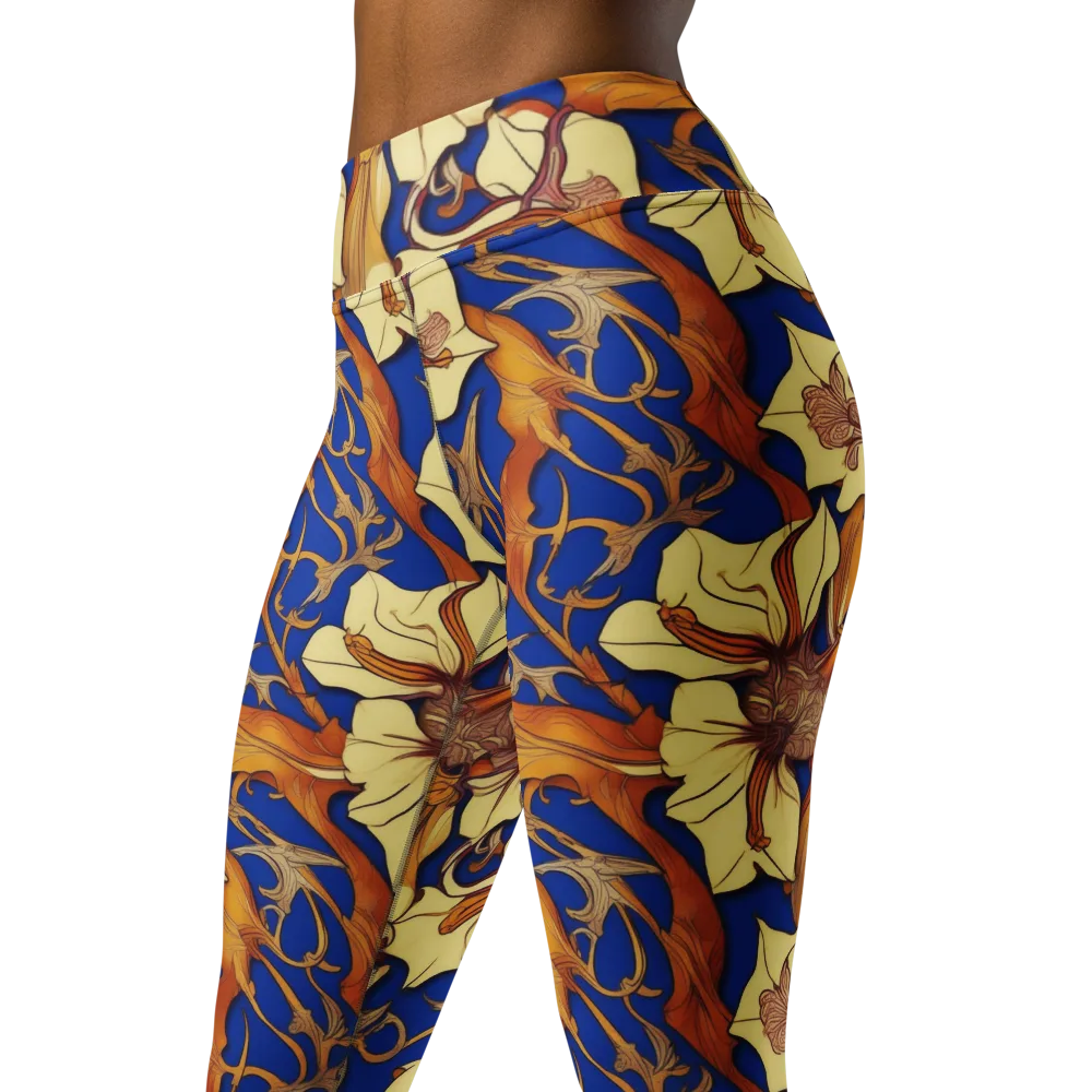 Cobalt Nouveau on Yoga Leggings — Left Front