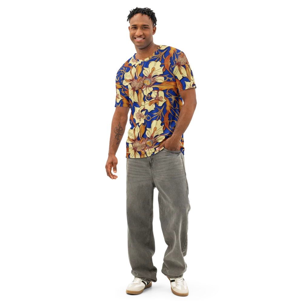 Cobalt Nouveau on Men's Cotton Crew Neck T-Shirt — Front