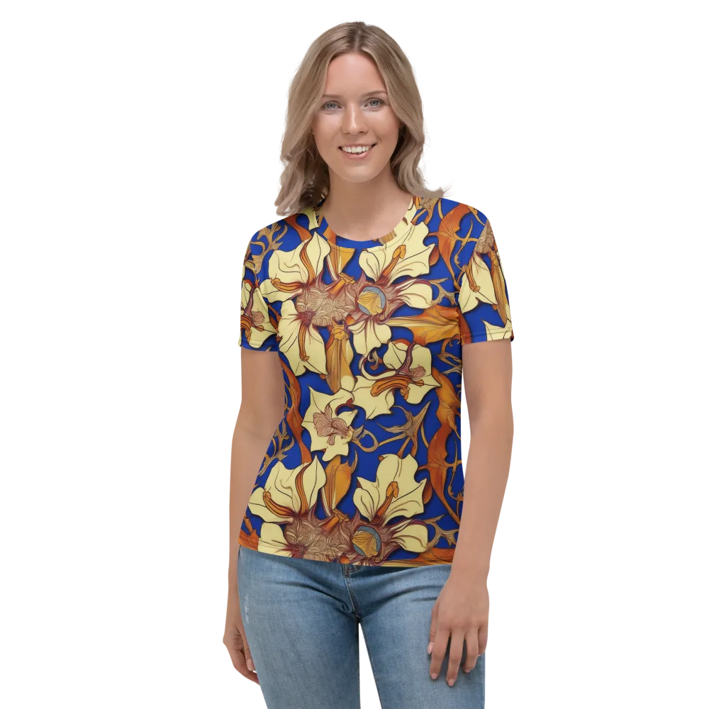 Cobalt Nouveau on Women's Crew Neck T-Shirt — Front