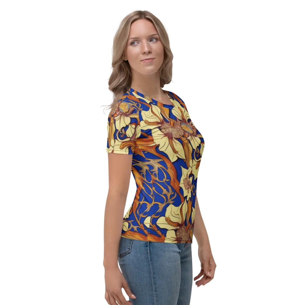 Cobalt Nouveau on Women's Crew Neck T-Shirt — Right