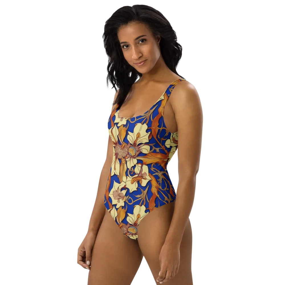 Cobalt Nouveau on One-Piece Swimsuit — Left