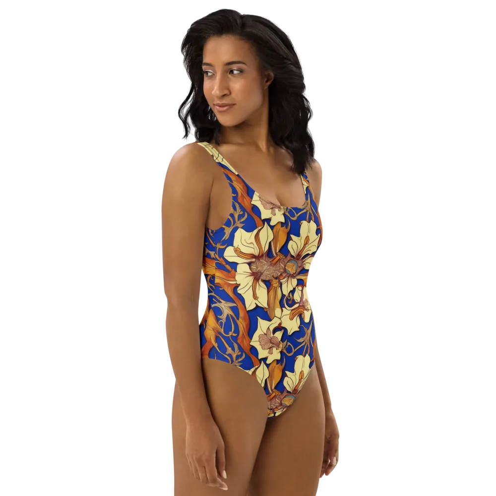 Cobalt Nouveau on One-Piece Swimsuit — Right