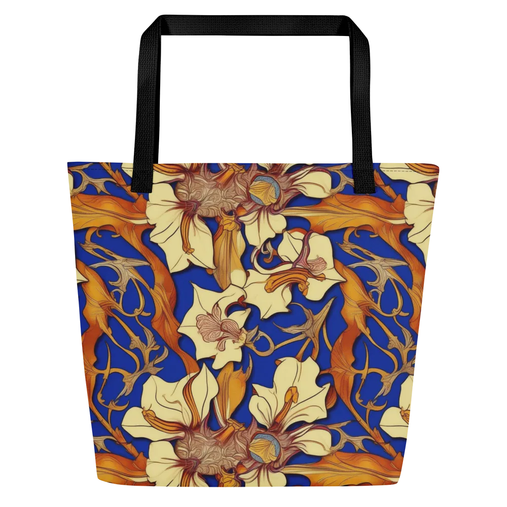 Cobalt Nouveau on Large Tote Bag W/ Pocket — Front