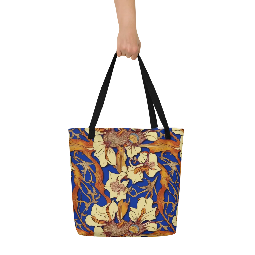 Cobalt Nouveau on Large Tote Bag W/ Pocket — Front