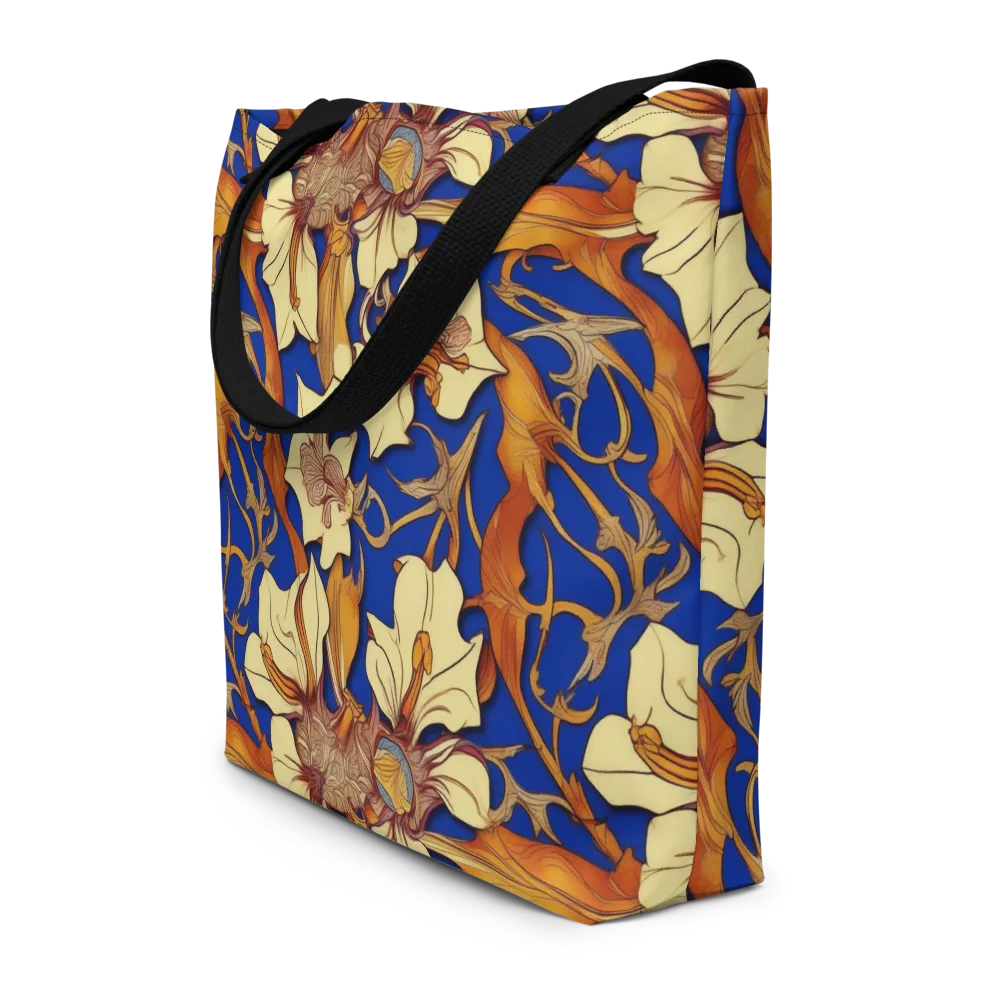 Cobalt Nouveau on Large Tote Bag W/ Pocket — Front