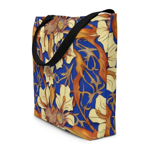 Cobalt Nouveau on a Large Tote Bag W/ Pocket