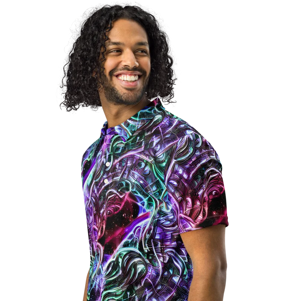 Nebula Fusions on Men's Slim Fit Polo Shirt — Left Front