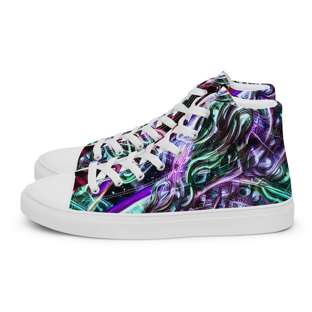 Nebula Fusions on Men's High Top Canvas Shoes — Left