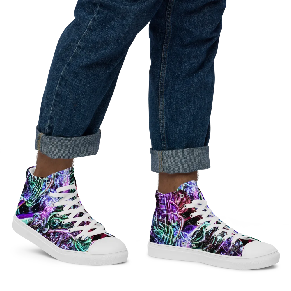 Nebula Fusions on Men's High Top Canvas Shoes — Right