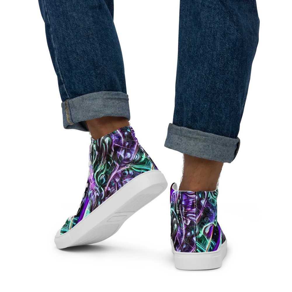 Nebula Fusions on Men's High Top Canvas Shoes — Back