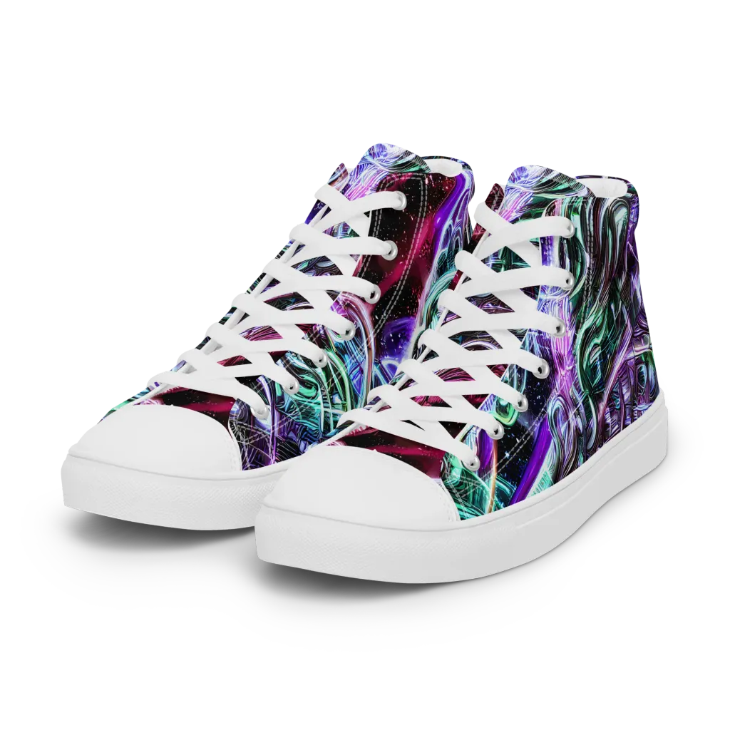 Nebula Fusions on Women's High Top Canvas Shoes — Left Front
