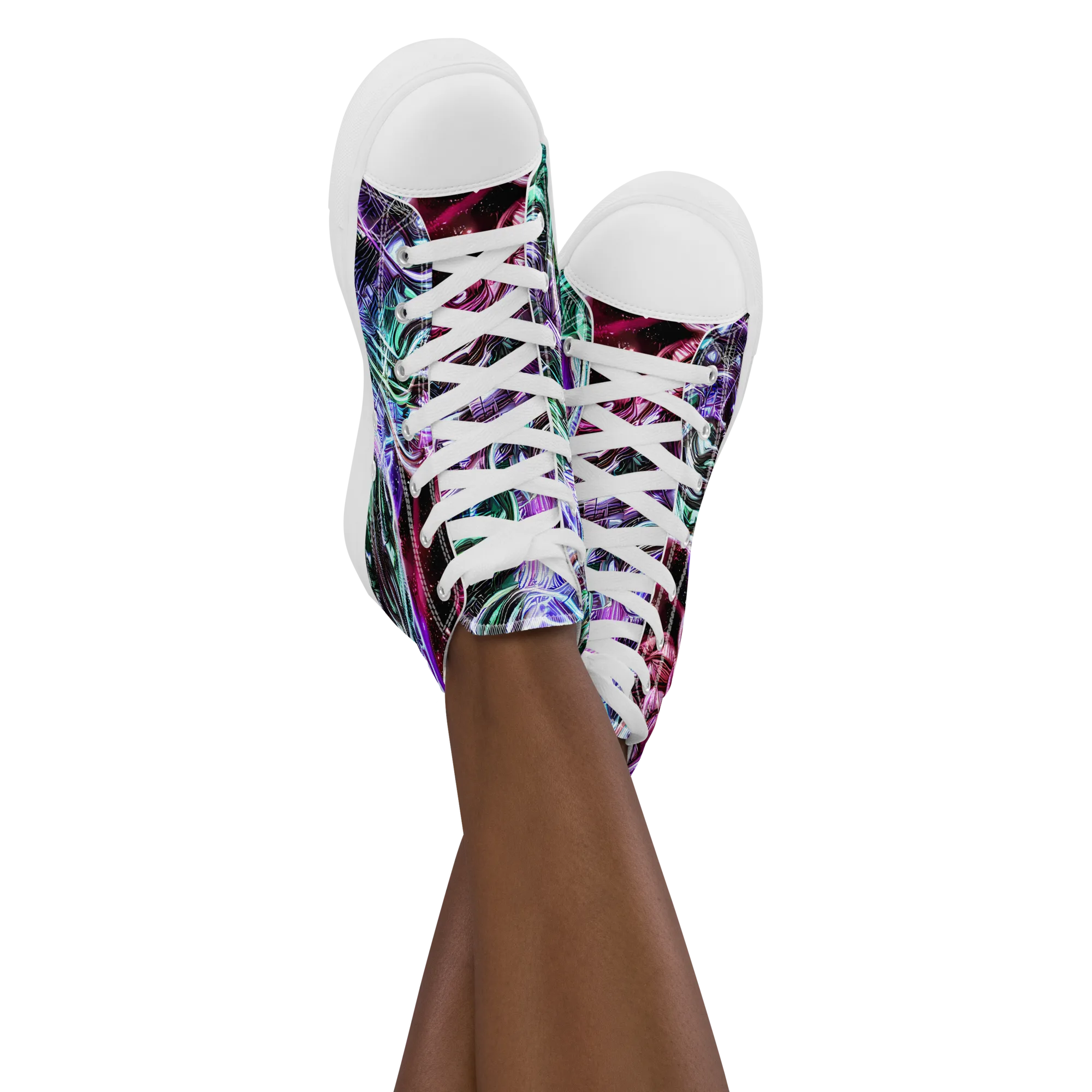 Nebula Fusions on Women's High Top Canvas Shoes — Front