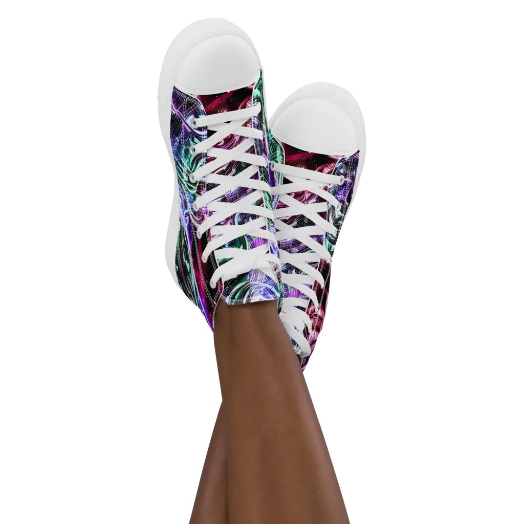 Nebula Fusions on Women's High Top Canvas Shoes — Front