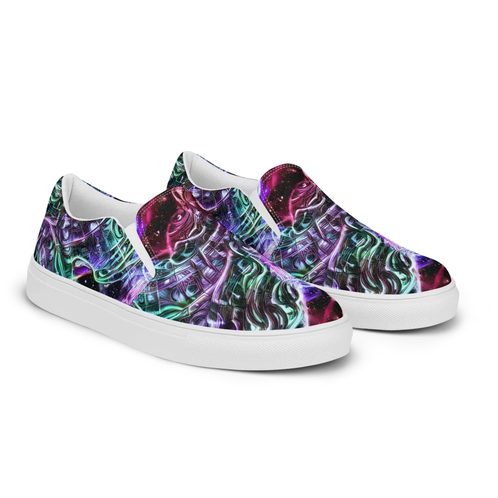 Nebula Fusions on Men's Slip-On Canvas Shoes — Right Front