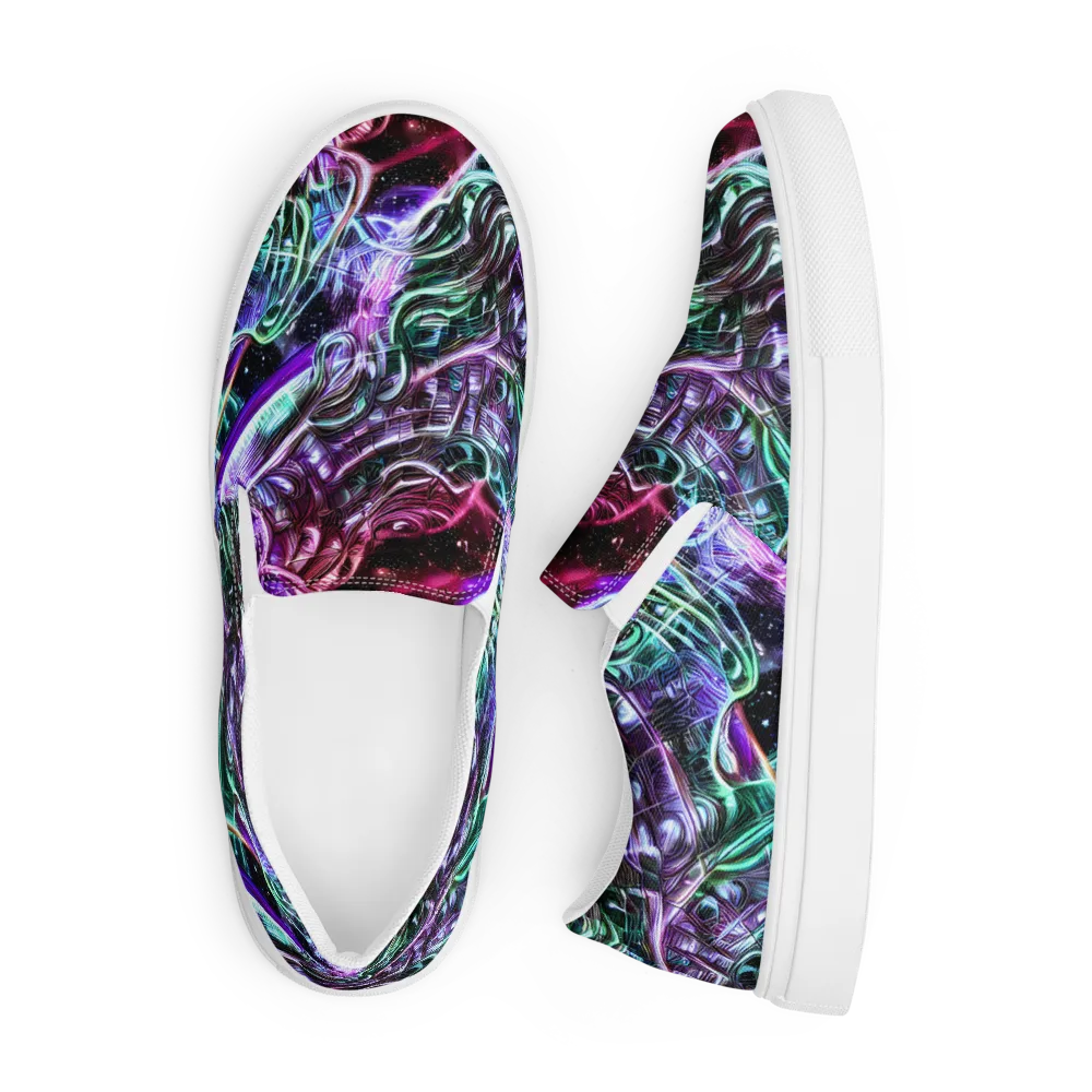 Nebula Fusions on Men's Slip-On Canvas Shoes — Front