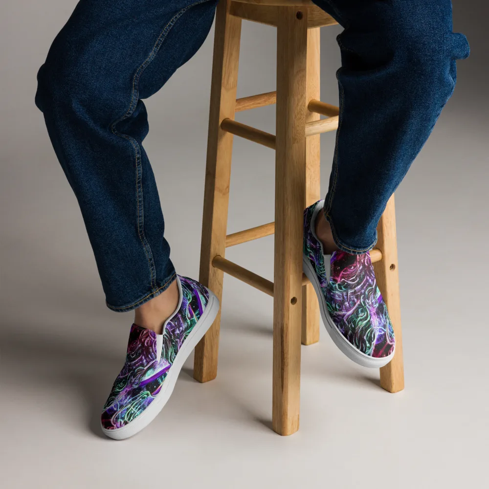 Nebula Fusions on Men's Slip-On Canvas Shoes — Front