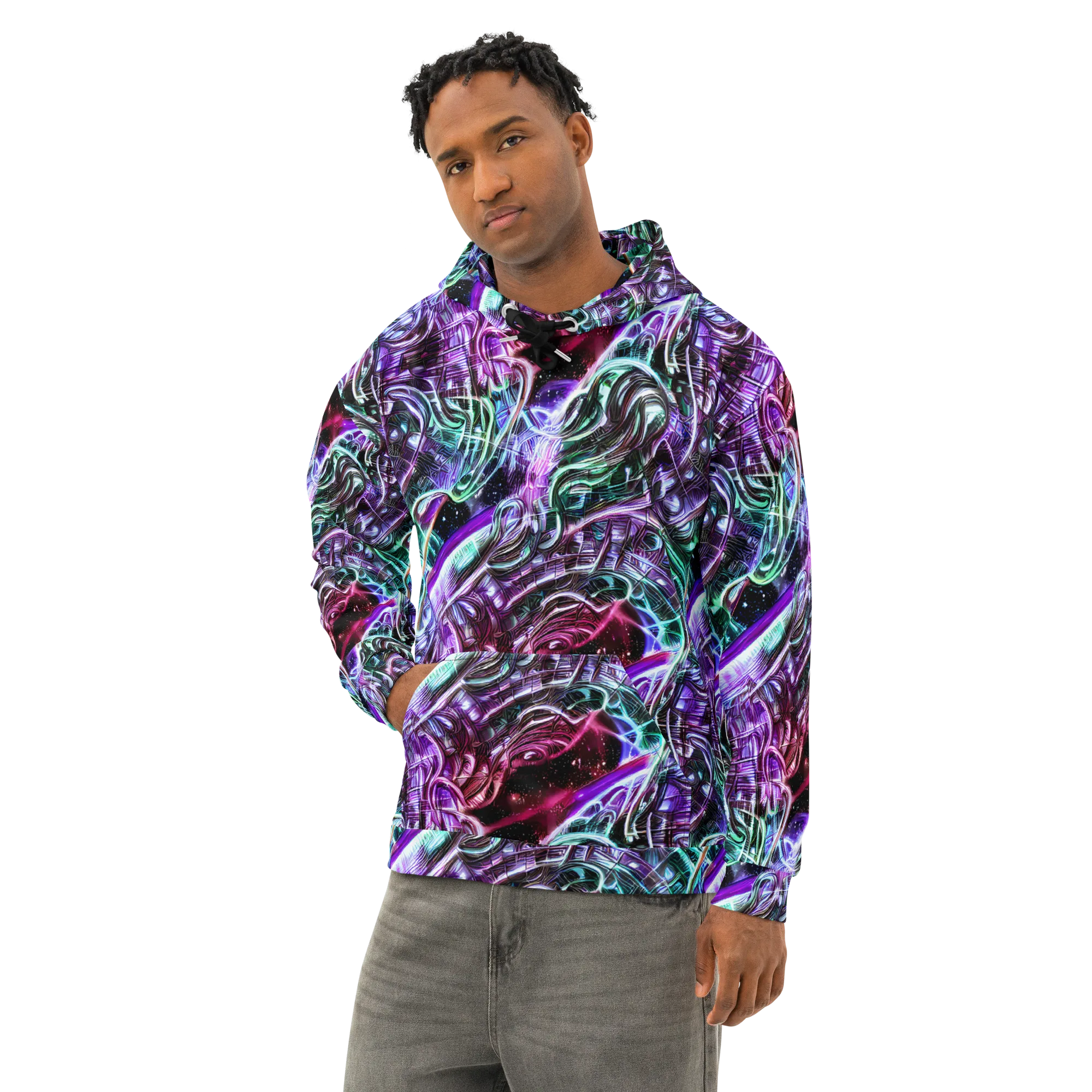 Nebula Fusions on Cotton Hoodie — Left Front