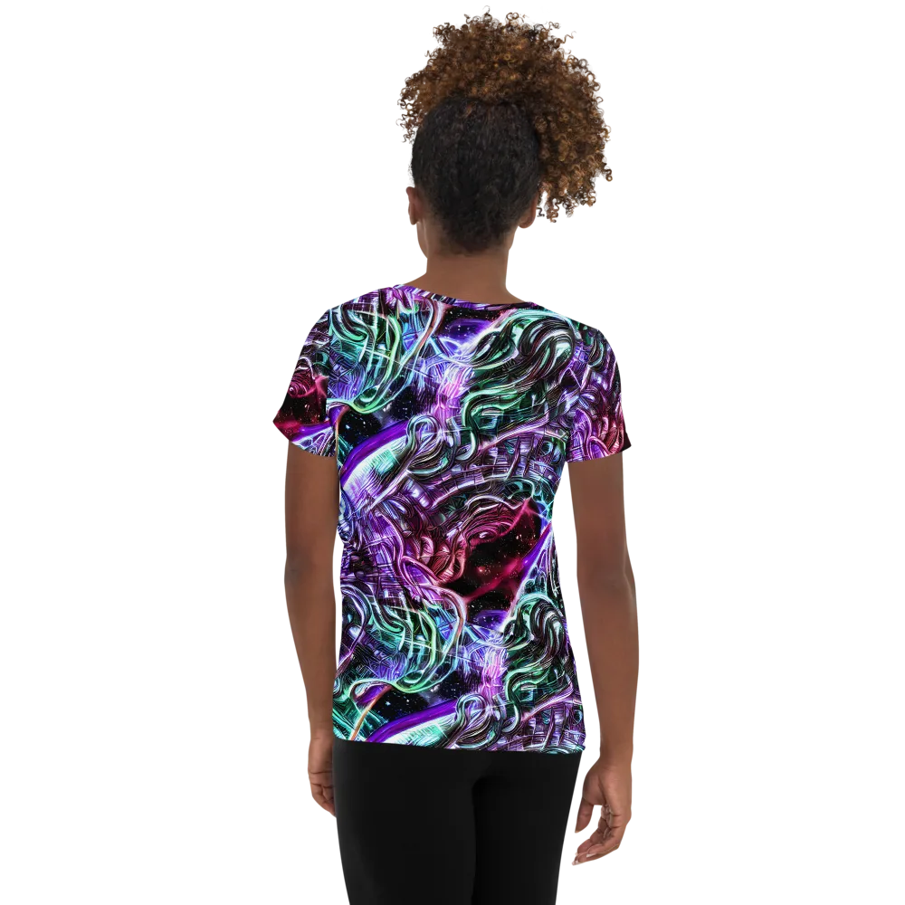 Nebula Fusions on Women's Athletic T-Shirt — Back