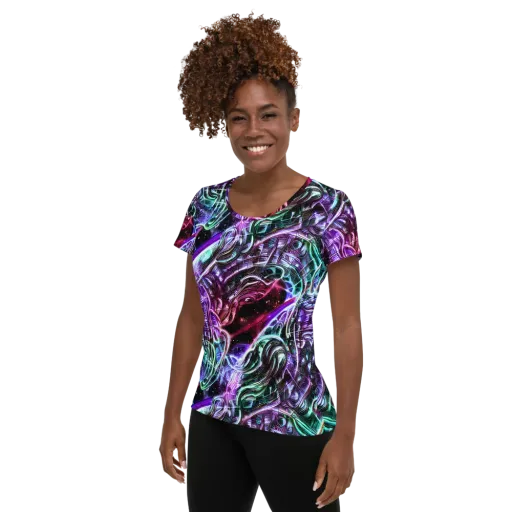 Nebula Fusions on a Women's Athletic T-Shirt