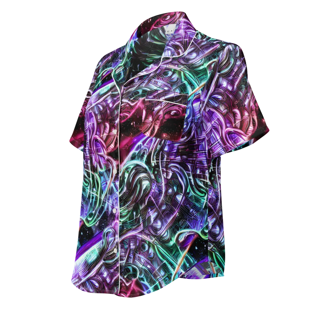 Nebula Fusions on Women's Short Sleeve Pajama Top — Left Front