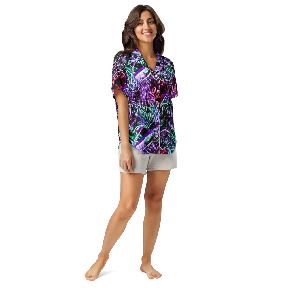 Nebula Fusions on Women's Short Sleeve Pajama Top — Front