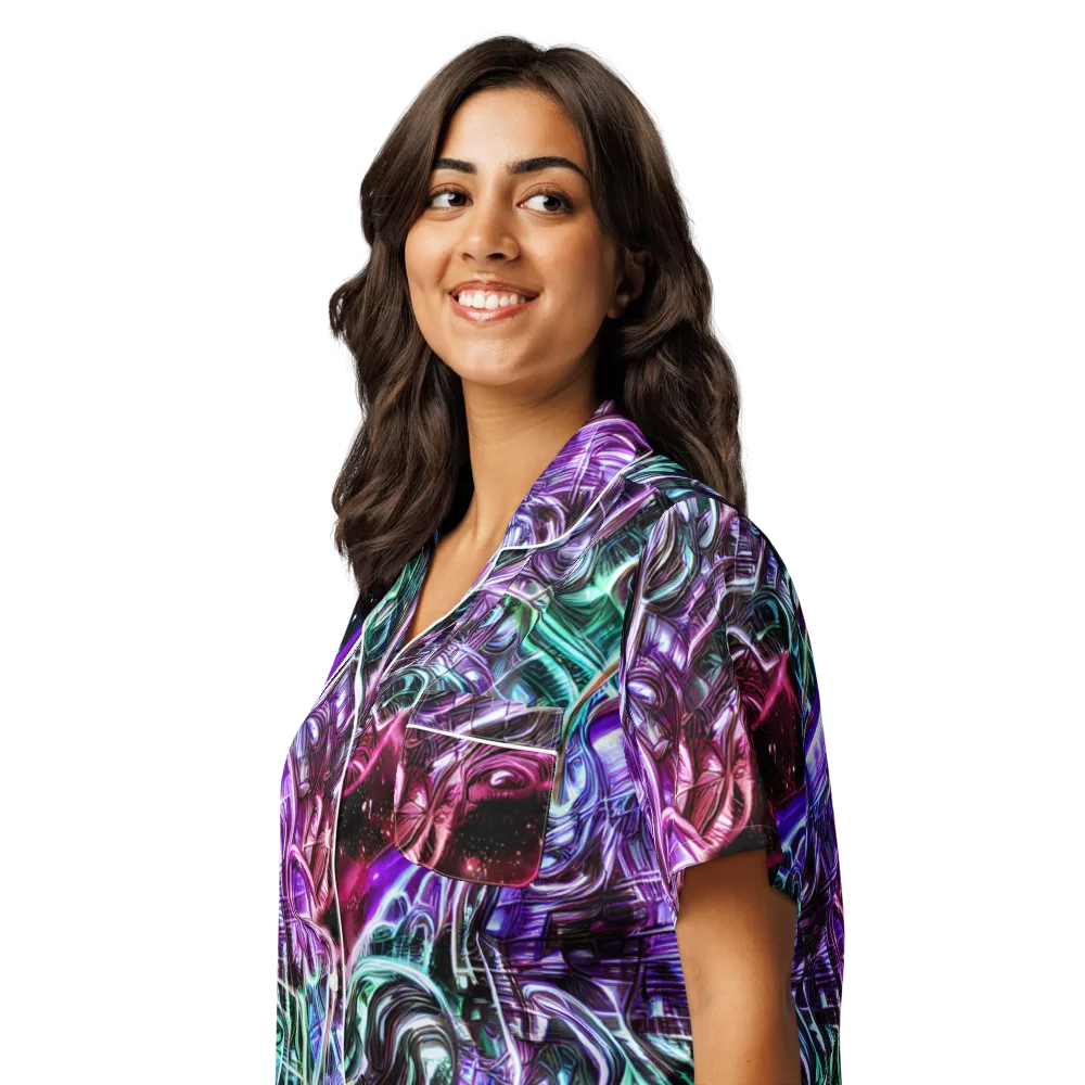 Nebula Fusions on Women's Short Sleeve Pajama Top — Left Front