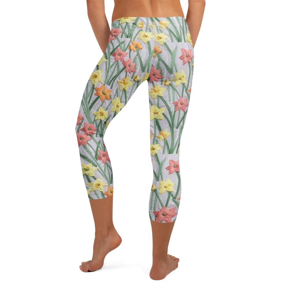 Daffodil Stitch on Capri Leggings — Back