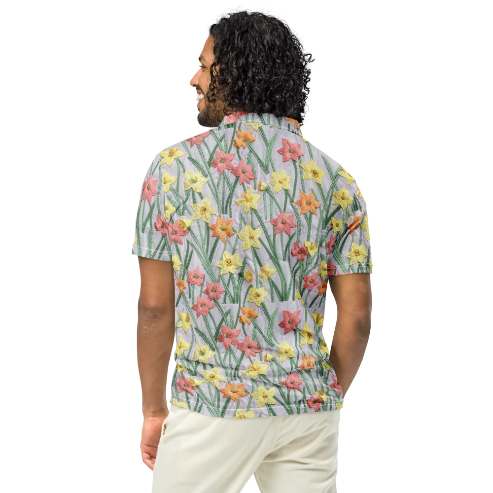 Daffodil Stitch on Men's Slim Fit Polo Shirt — Back