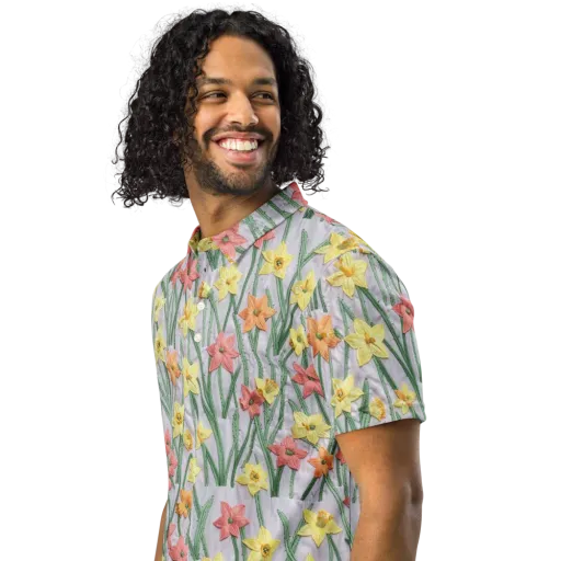 Daffodil Stitch on a Men's Slim Fit Polo Shirt