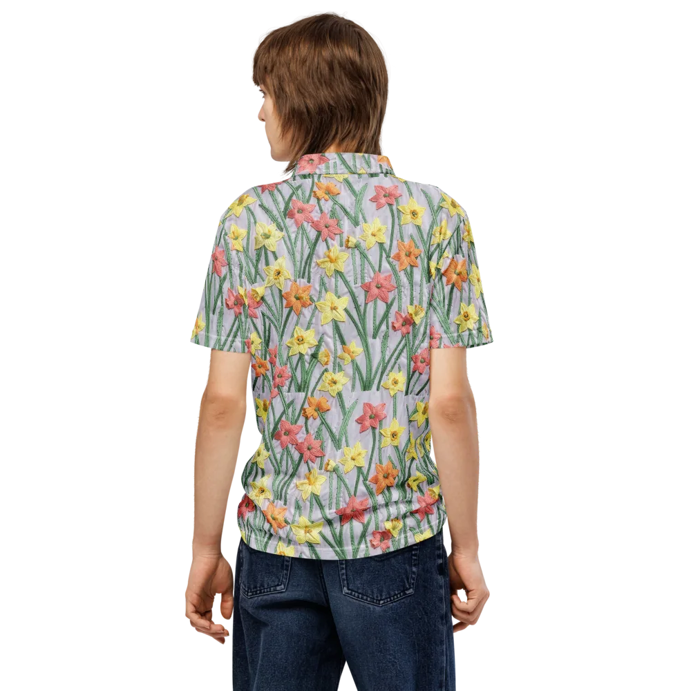Daffodil Stitch on Men's Slim Fit Polo Shirt — Back