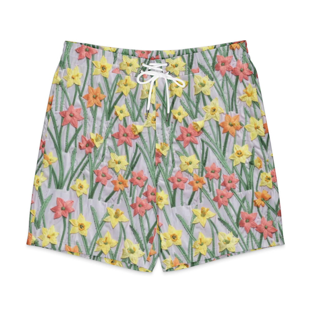 Daffodil Stitch on Men's Board Shorts — Front