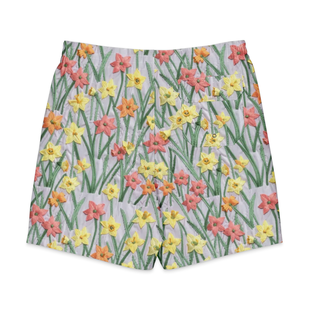 Daffodil Stitch on Men's Board Shorts — Back