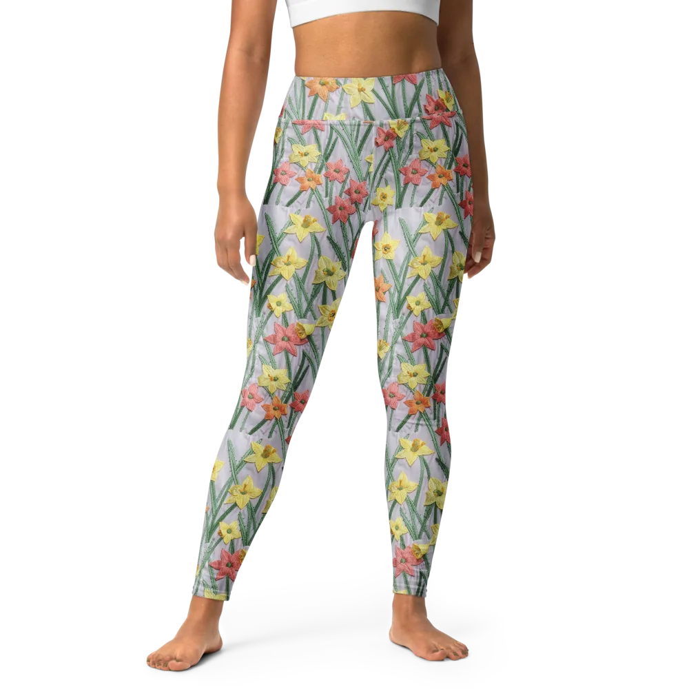 Daffodil Stitch on Yoga Leggings — Front