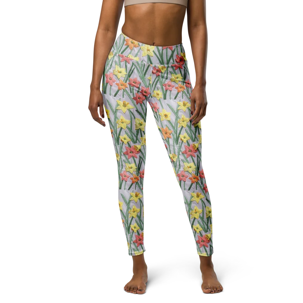 Daffodil Stitch on Yoga Leggings — Front