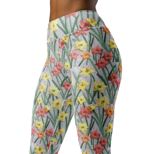 Daffodil Stitch on a Yoga Leggings