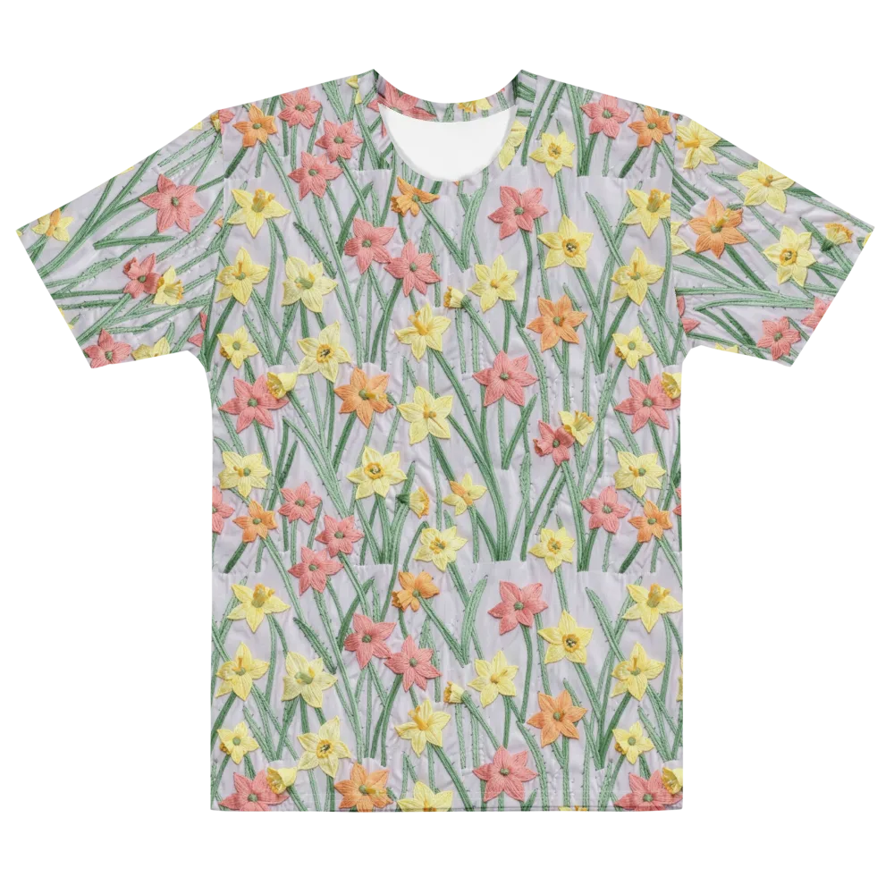 Daffodil Stitch on Men's Cotton Crew Neck T-Shirt — Front
