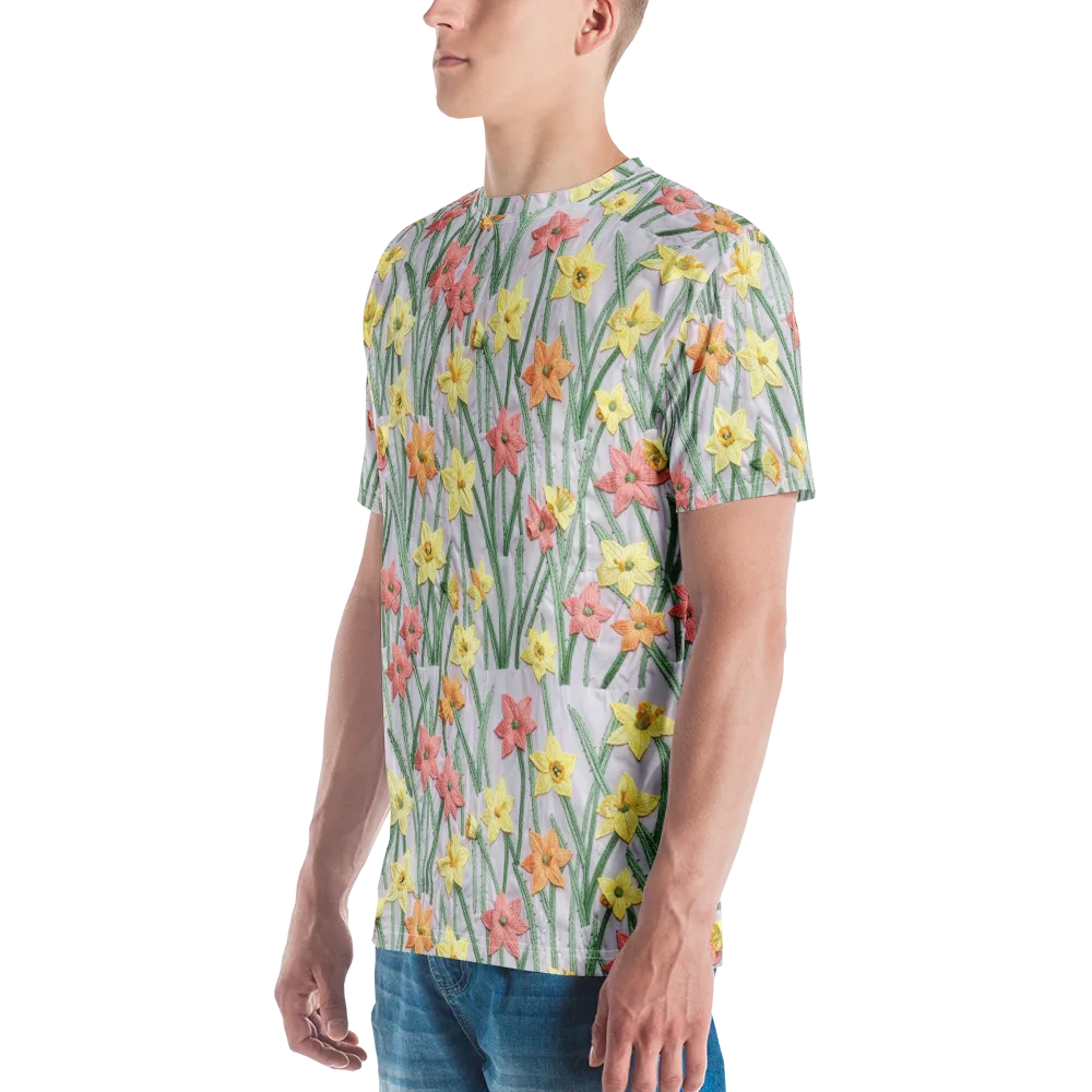 Daffodil Stitch on Men's Crew Neck T-Shirt — Left