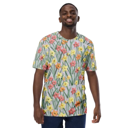 Daffodil Stitch on a Men's Crew Neck T-Shirt