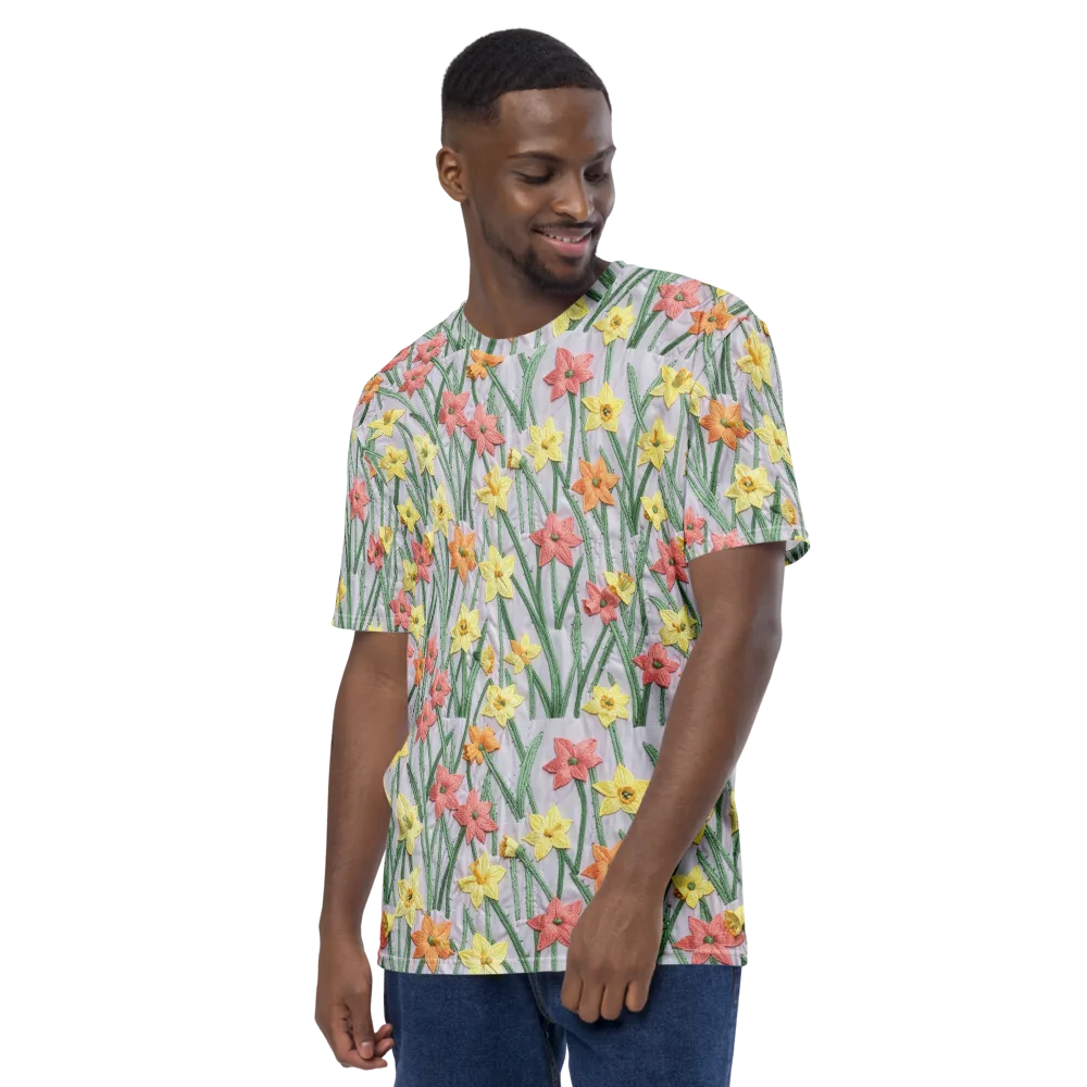 Daffodil Stitch on Men's Crew Neck T-Shirt — Left