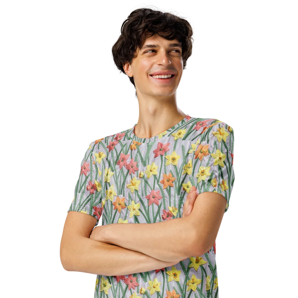 Daffodil Stitch on Men's Crew Neck T-Shirt — Left Front