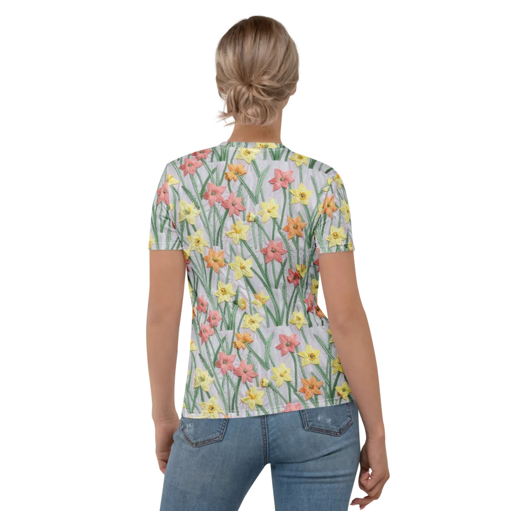 Daffodil Stitch on Women's Crew Neck T-Shirt — Back