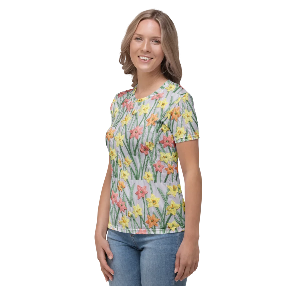 Daffodil Stitch on Women's Crew Neck T-Shirt — Left