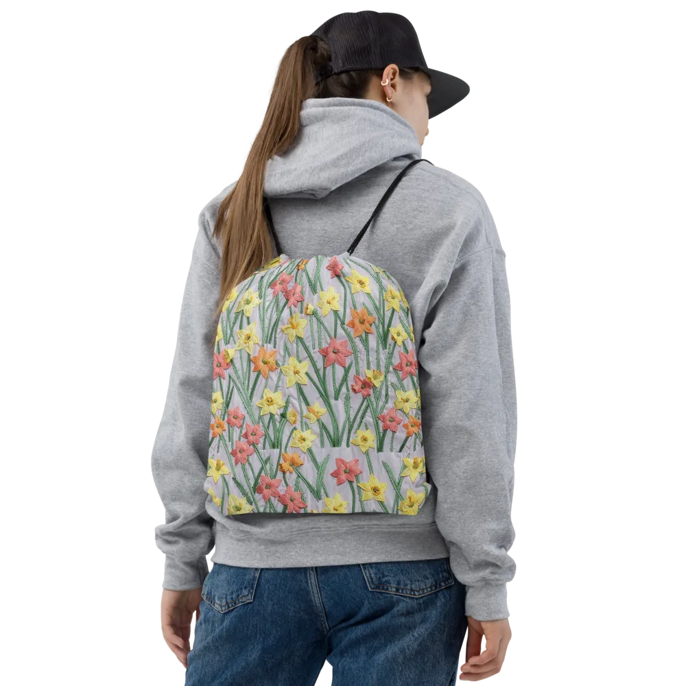 Daffodil Stitch on Drawstring Bag — Front