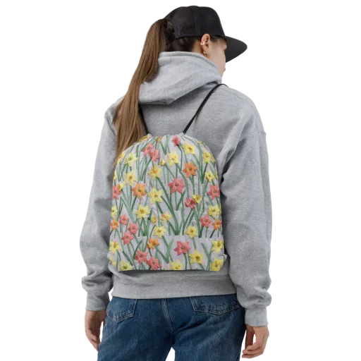 Daffodil Stitch on a Drawstring Bag