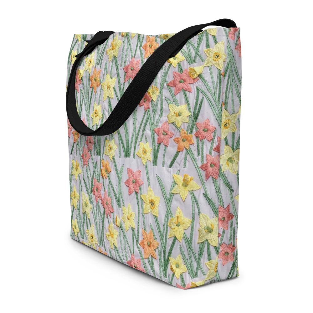 Daffodil Stitch on Large Tote Bag W/ Pocket — Front