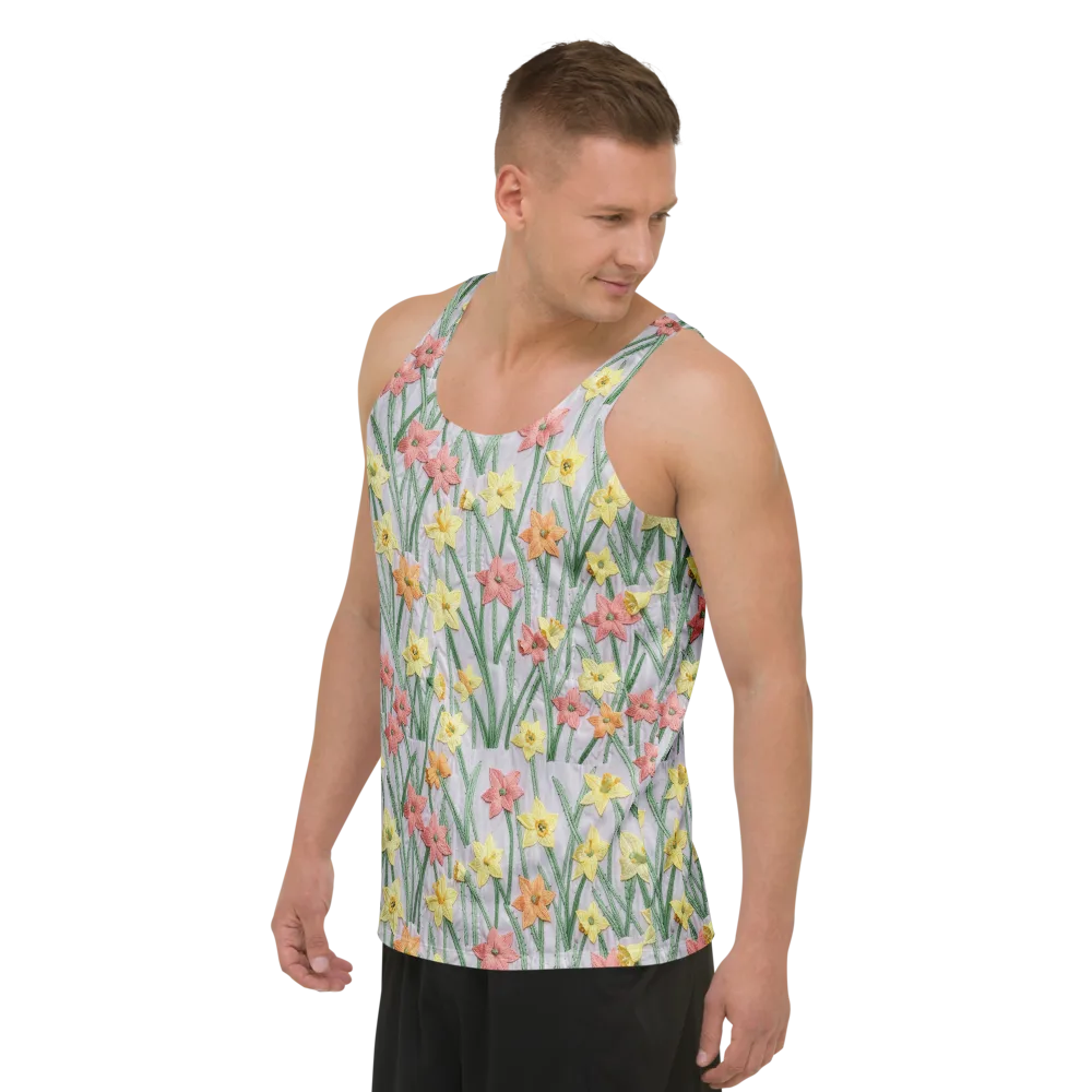 Daffodil Stitch on Men's Tank Top — Left Front