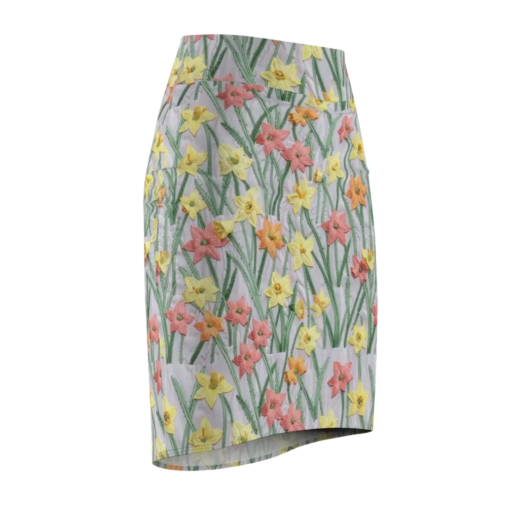 Daffodil Stitch on Pencil Skirt — Front Side