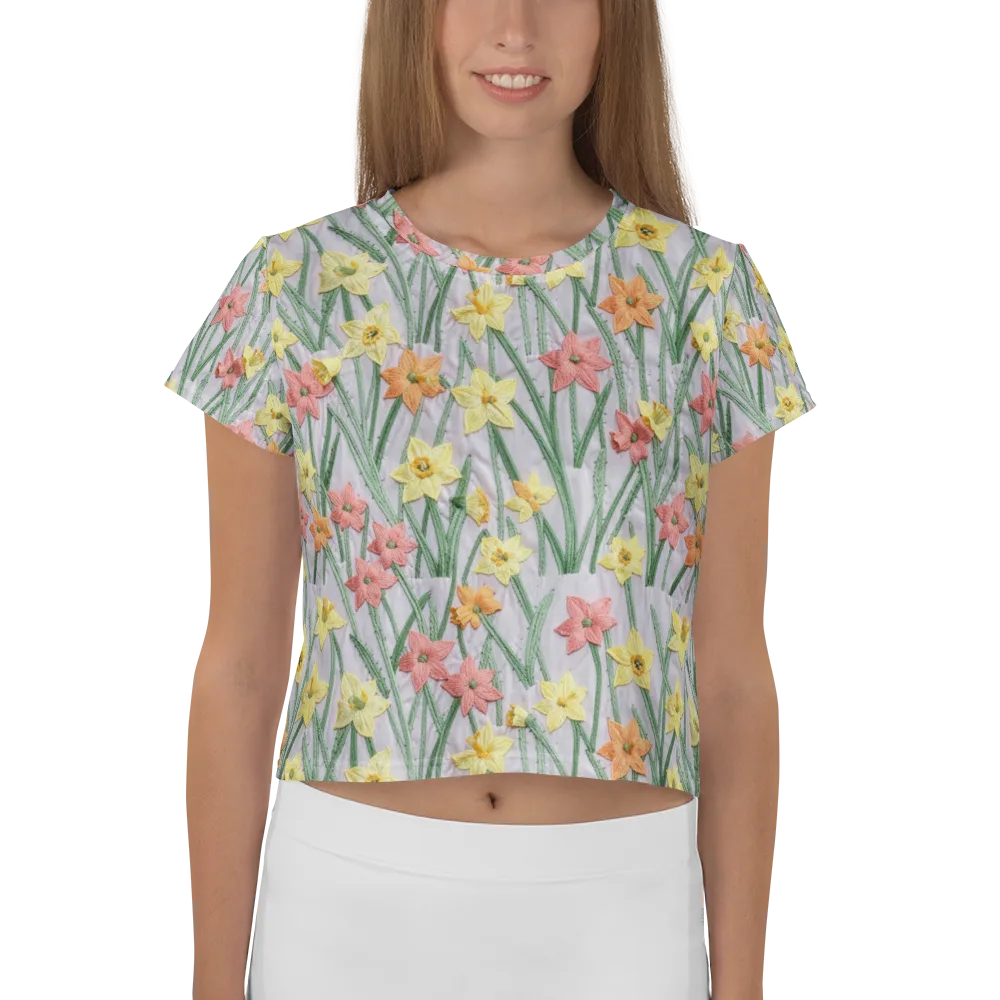 Daffodil Stitch on Crop Tee — Front